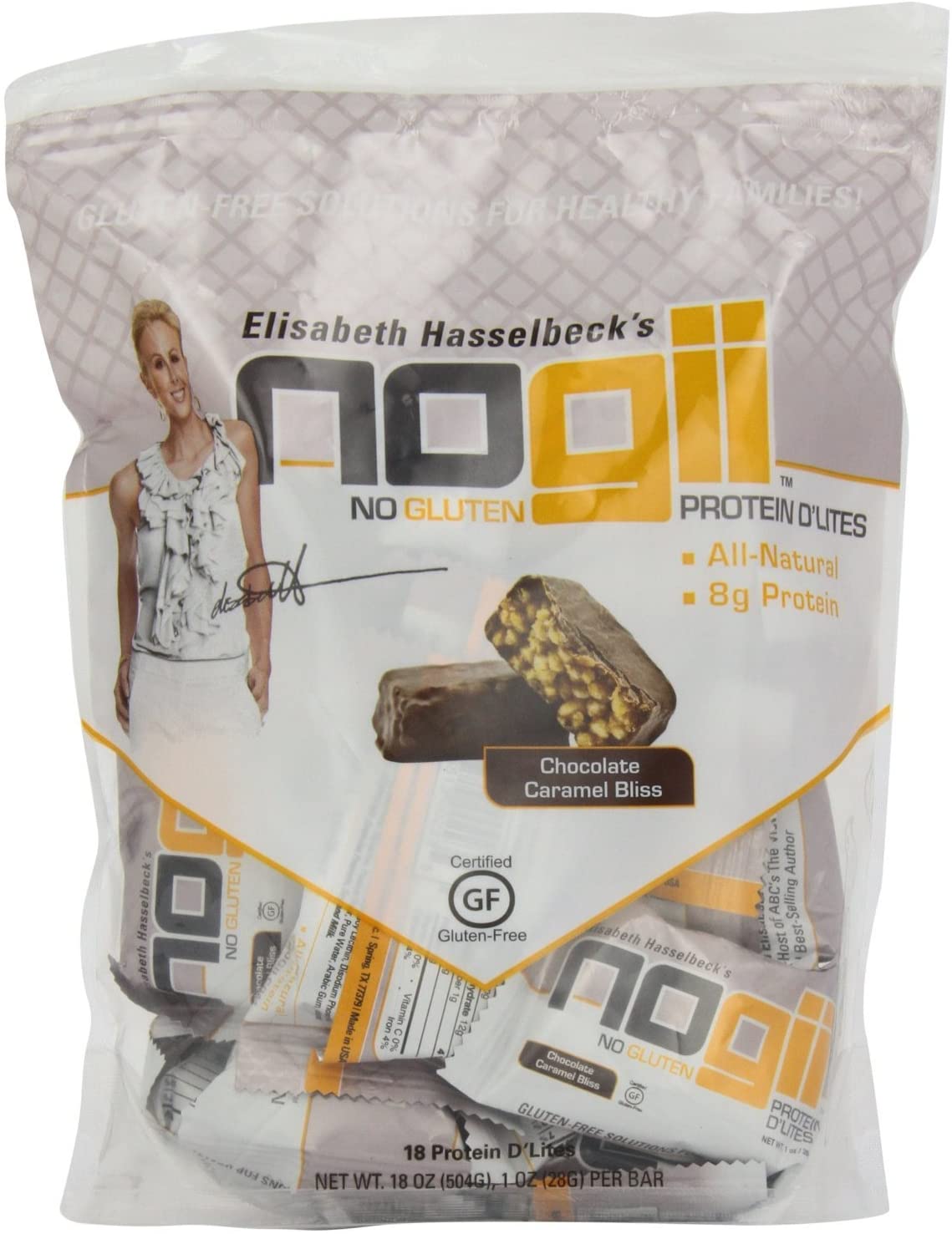 NoGii Protein D'Lites Nutritional Bar, Chocolate Caramel Bliss, 18 Count