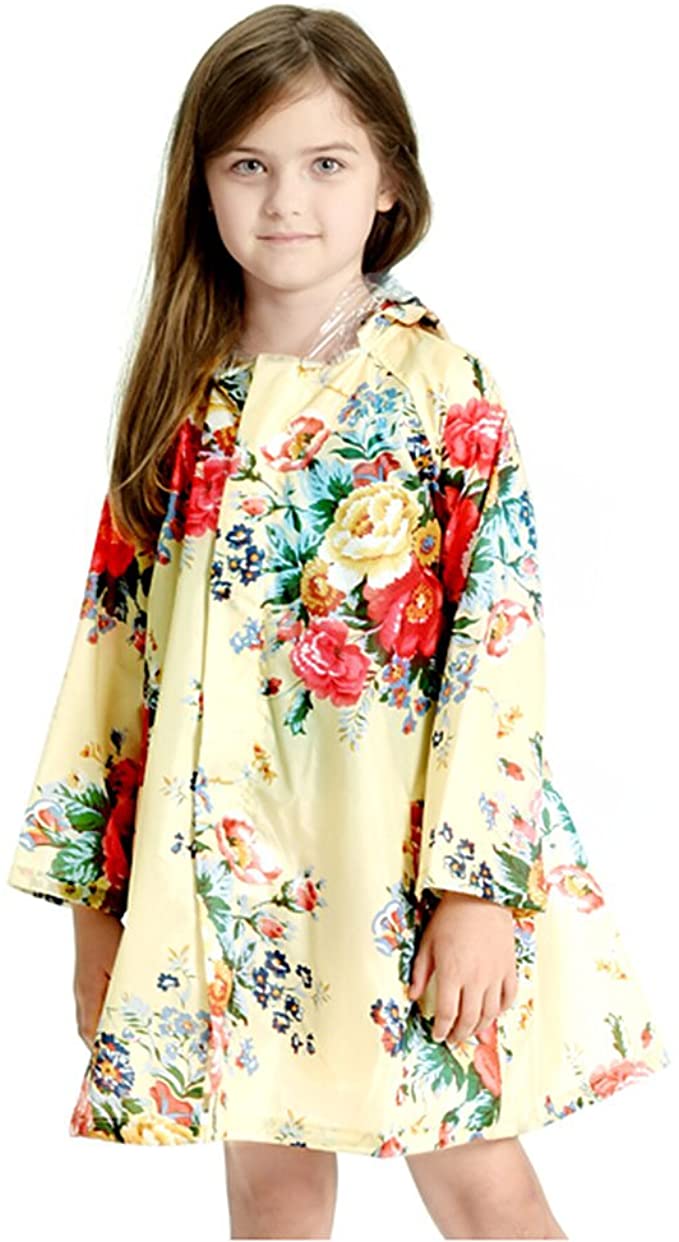 Kids Peony Print Hooded Waterproof Raincoat Rain Coats/jacket for Girls for Boy